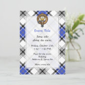 Clan Hannay Wappen über Tartan Einladung (Stehend Vorderseite)