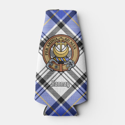 Clan Hannay Wappen über Tartan Flaschenkühler (Vorderseite)