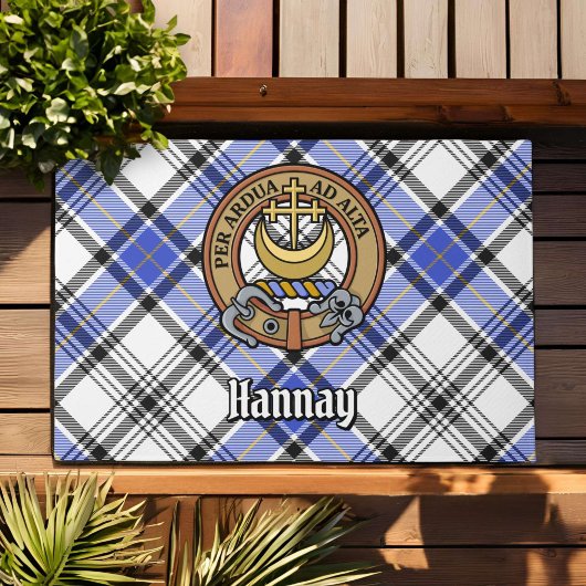 Clan Hannay Wappen über Tartan Fußmatte