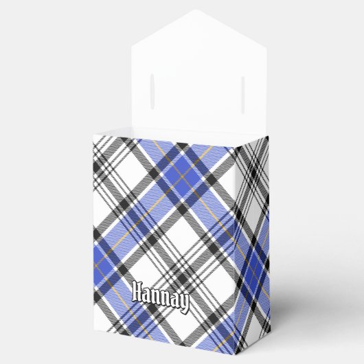 Clan Hannay Wappen über Tartan Geschenkschachtel (Geöffnet)