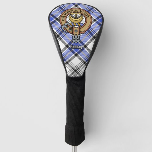 Clan Hannay Wappen über Tartan Golf Headcover (Vorderseite)