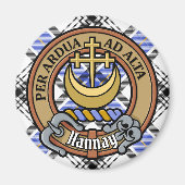 Clan Hannay Wappen über Tartan Magnet (Vorne)