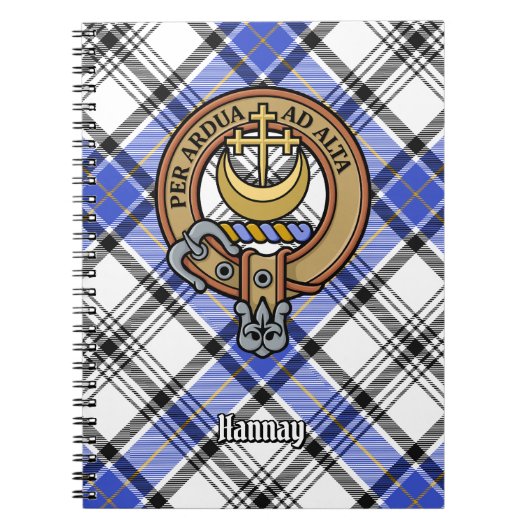 Clan Hannay Wappen über Tartan Notizblock (Vorderseite)