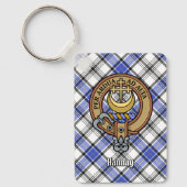 Clan Hannay Wappen über Tartan Schlüsselanhänger (Vorderseite)