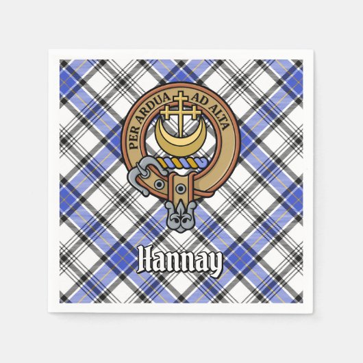Clan Hannay Wappen über Tartan Serviette (Vorderseite)