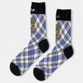 Clan Hannay Wappen über Tartan Socken (Linkes Detail)