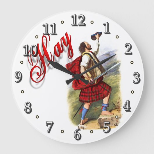 Clan Hay Scottish Dream Clock Große Wanduhr (Vorderseite)