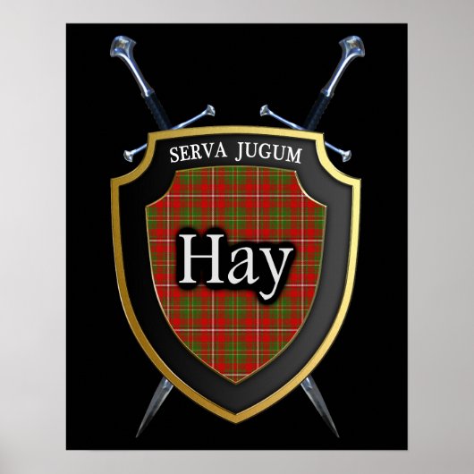 Clan Hay Tartan Scottish Shield & Schwerter Poster (Vorne)