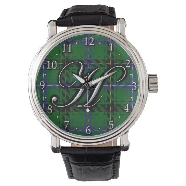 Clan Henderson Letter H Monogram Tartan Armbanduhr (Vorderseite)
