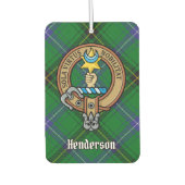 Clan Henderson Wappen über Tartan Autolufterfrischer (Vorderseite)