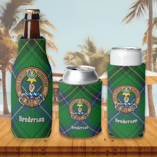 Clan Henderson Wappen über Tartan Flaschenkühler