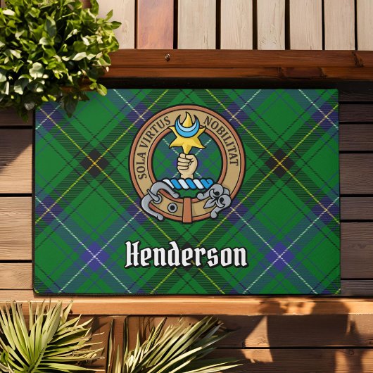 Clan Henderson Wappen über Tartan Fußmatte