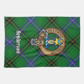Clan Henderson Wappen über Tartan Geschirrtuch (Horizontal)