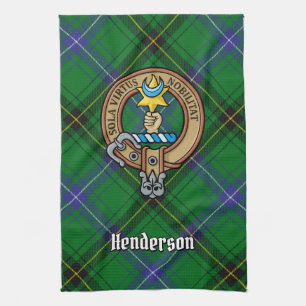 Clan Henderson Wappen über Tartan Geschirrtuch