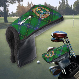 Clan Henderson Wappen über Tartan Golf Headcover