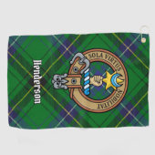 Clan Henderson Wappen über Tartan Golfhandtuch (Horizontal)