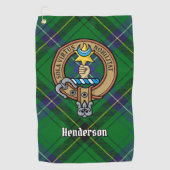 Clan Henderson Wappen über Tartan Golfhandtuch (Vorderseite)