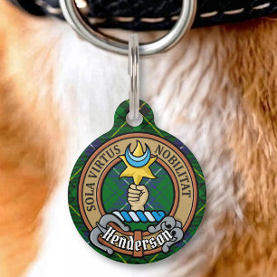 Clan Henderson Wappen über Tartan Haustiermarke