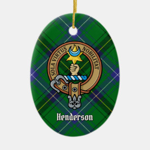 Clan Henderson Wappen über Tartan Keramik Ornament