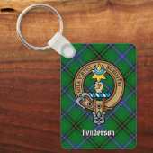 Clan Henderson Wappen über Tartan Schlüsselanhänger (Vorderseite)