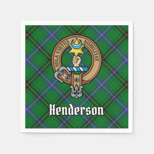 Clan Henderson Wappen über Tartan Serviette