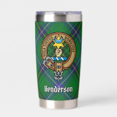 Clan Henderson Wappen über Tartan Thermobecher (Vorderseite)
