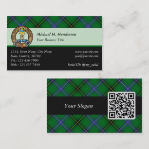 Clan Henderson Wappen über Tartan Visitenkarte