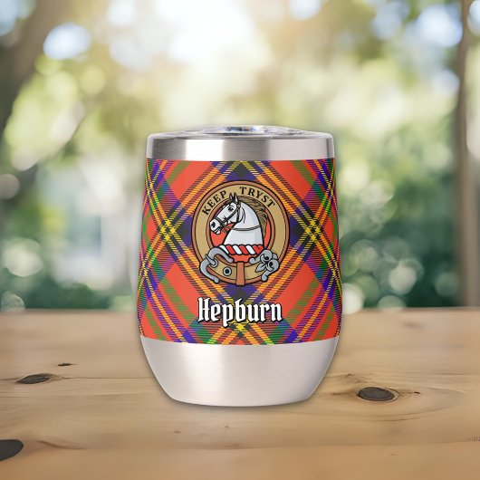 Clan Hepburn Wappen über Tartan