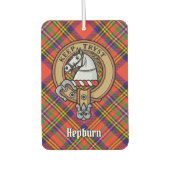 Clan Hepburn Wappen über Tartan Autolufterfrischer (Vorderseite)