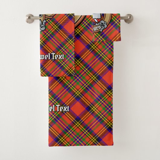 Clan Hepburn Wappen über Tartan Badhandtuch Set (Insitu)