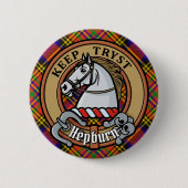 Clan Hepburn Wappen über Tartan Button (Vorderseite)