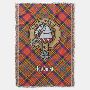 Clan Hepburn-Wappen über Tartan Decke