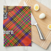 Clan Hepburn Wappen über Tartan Geschirrtuch (Viertel Falte)