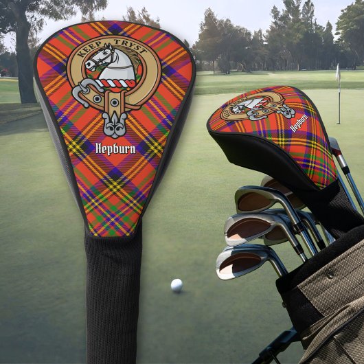 Clan Hepburn Wappen über Tartan Golf Headcover