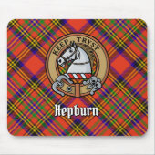 Clan Hepburn Wappen über Tartan Mousepad (Vorne)