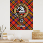 Clan Hepburn Wappen über Tartan Poster (Küche)