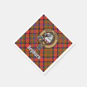 Clan Hepburn Wappen über Tartan Serviette (Ecke)