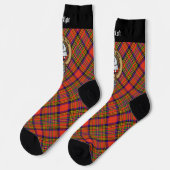 Clan Hepburn Wappen über Tartan Socken (Linkes Detail)