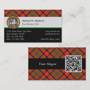 Clan Hepburn Wappen über Tartan Visitenkarte