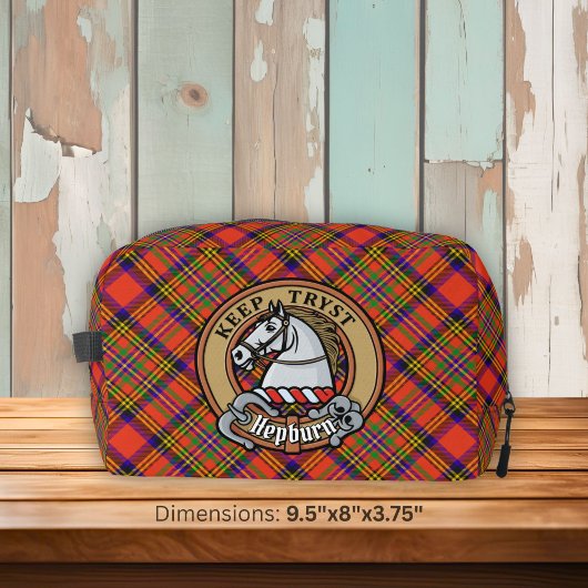 Clan Hepburn-Wappen über Tartan Waschbeutel