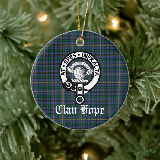 Clan Hope Wappen Abzeichen & Tartan Keramik Ornament (Baum)