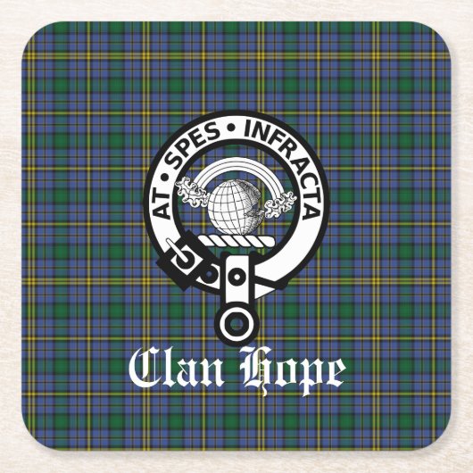 Clan Hope Wappen Abzeichen & Tartan Rechteckiger Pappuntersetzer (Vorderseite)