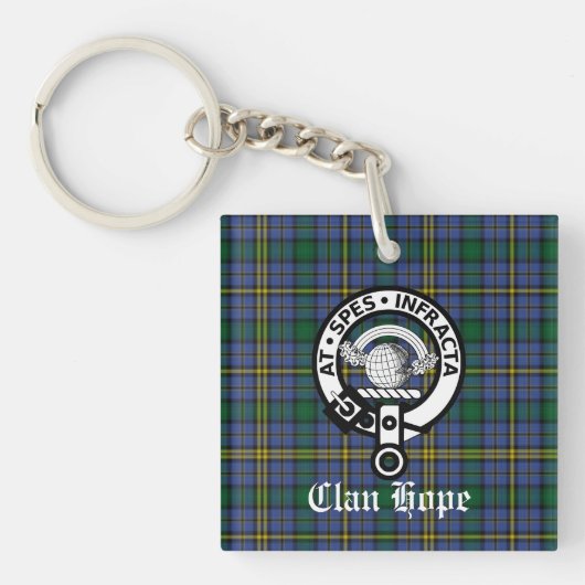 Clan Hope Wappen Abzeichen & Tartan Schlüsselanhänger (Vorderseite)