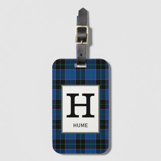 Clan Hume Tartan Mit Monogramm Gepäckanhänger (Vorderseite Vertikal)