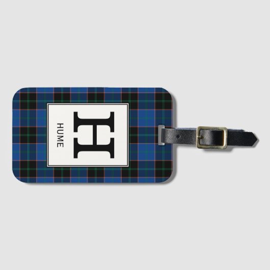 Clan Hume Tartan Mit Monogramm Gepäckanhänger (Vorderseite (Horizontal))