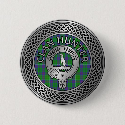 Clan Hunter Wappen & Tartan Knot Button (Vorderseite)