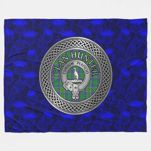 Clan Hunter Wappen & Tartan Knot Fleecedecke (Vorderseite (Horizontal))