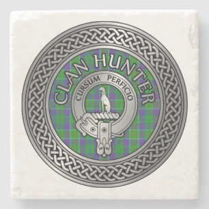 Clan Hunter Wappen & Tartan Knot Steinuntersetzer