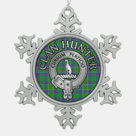 Clan Hunter Wappen & Tartan Schneeflocken Zinn-Ornament