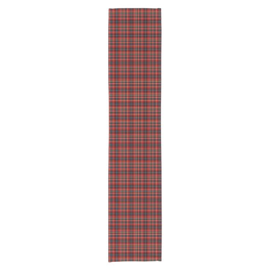 Clan Innes Bright Red und Black Scottish Tartan Kurzer Tischläufer (Vorderseite)